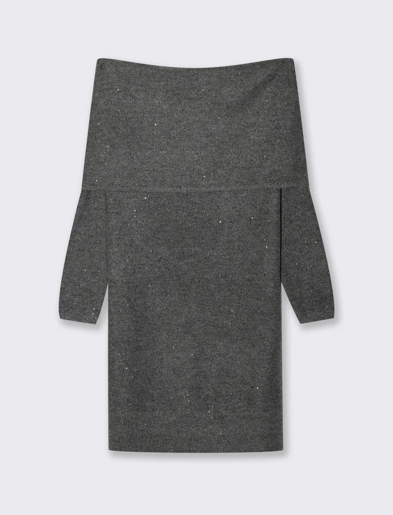 VESTITO OFF SHOULDER - Grigio mel.
