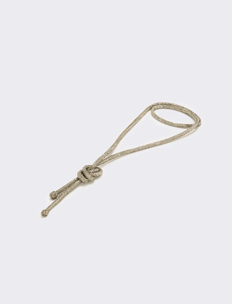 Collana strass lunga con nodo - Argento