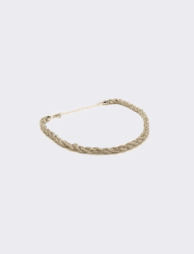 Collana a treccia con strass - Argento
