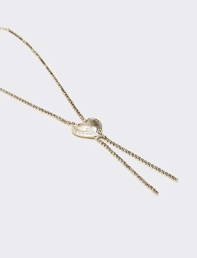Collana con cuore e strass - Argento