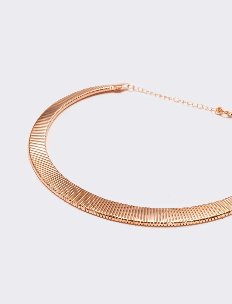 Collana snake schiacciato - Oro rosa