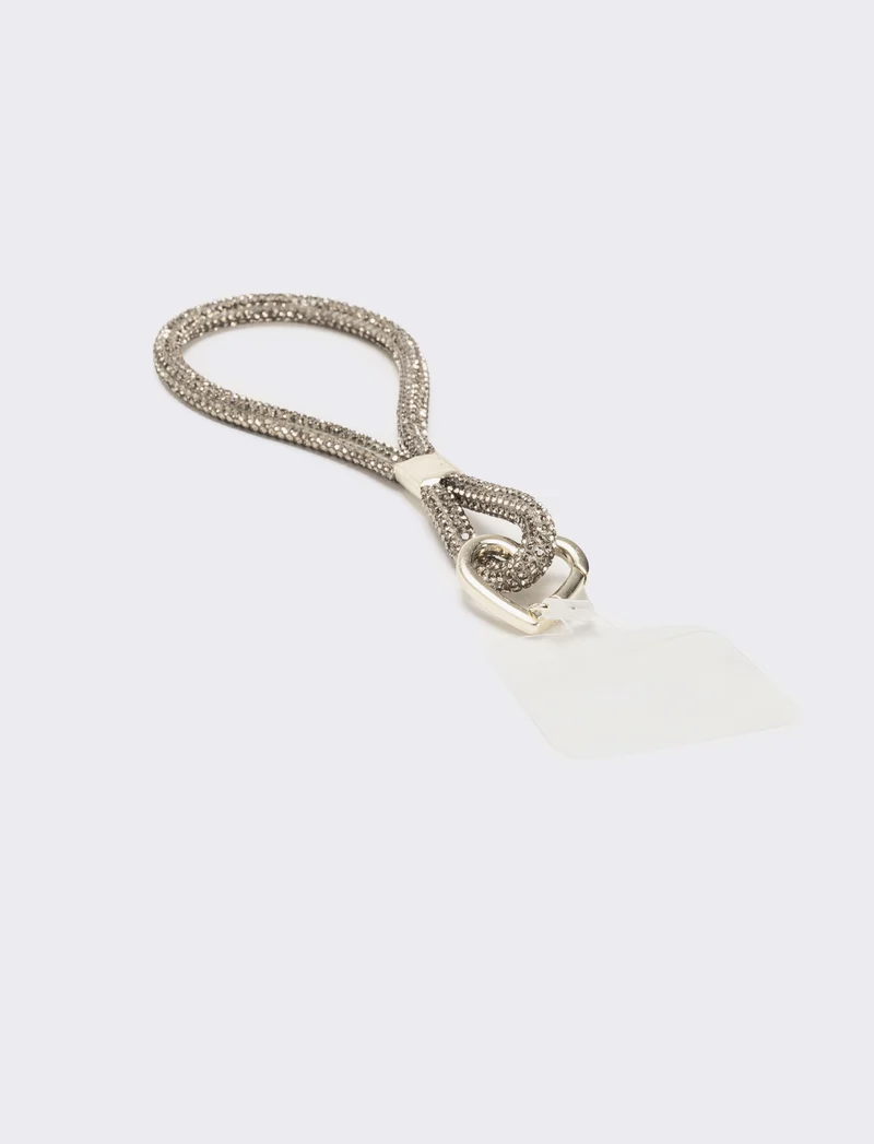 Laccio porta cellulare da polso con strass - Argento