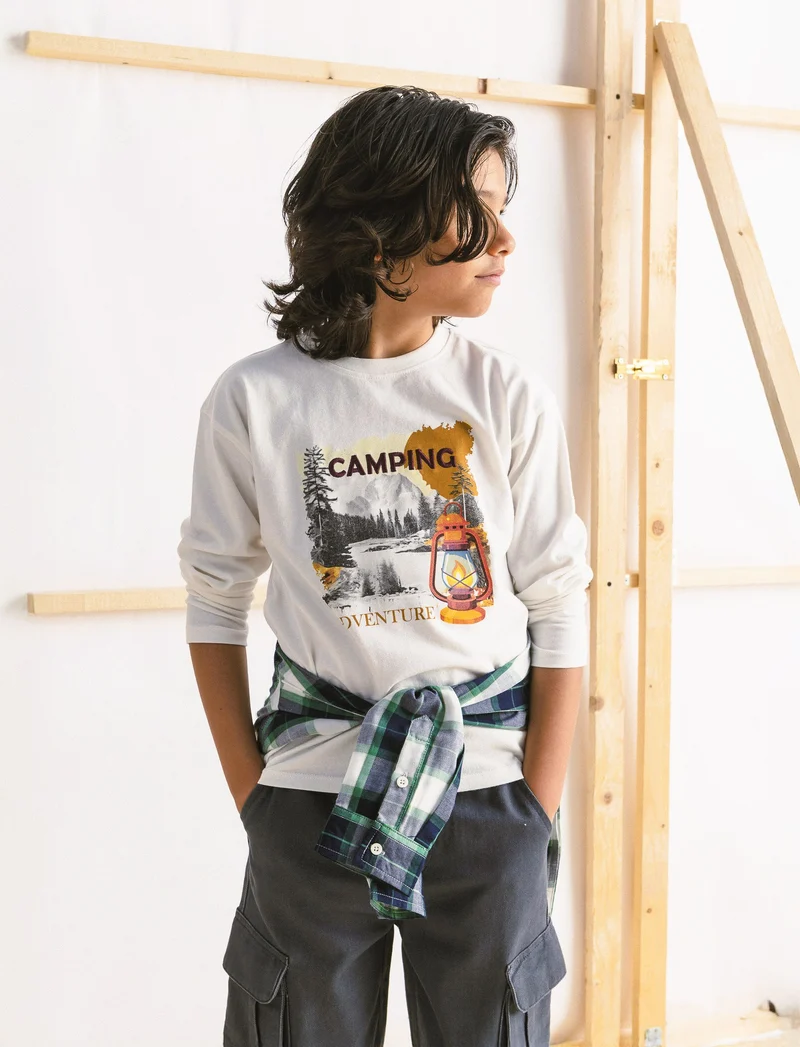 T-shirt con stampa - Bianco latte