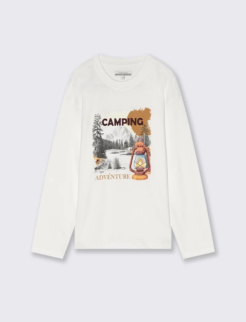 T-shirt con stampa - Bianco latte