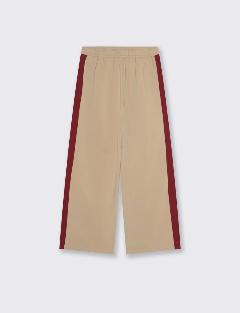 Pantaloni da bambina con bandine laterali a contrasto. - Beige