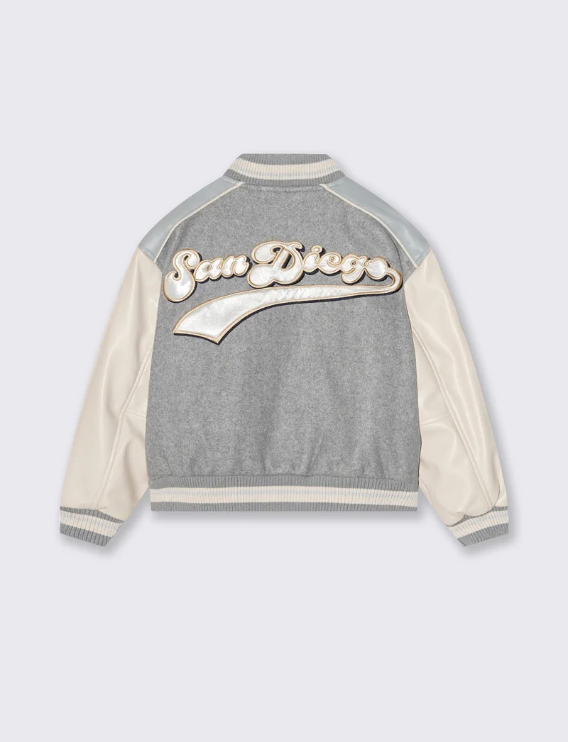 Giubbotto stile college con patches - Grigio mel.