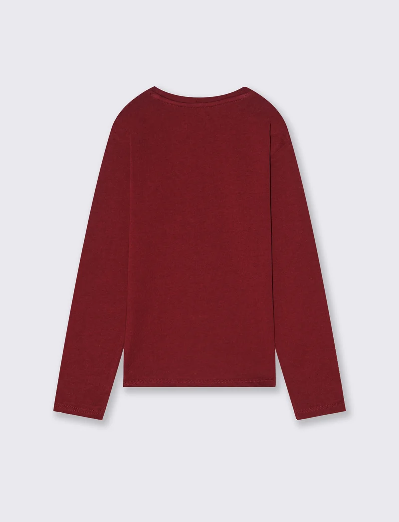 T-shirt manica lunga con stampa. - Bordeaux