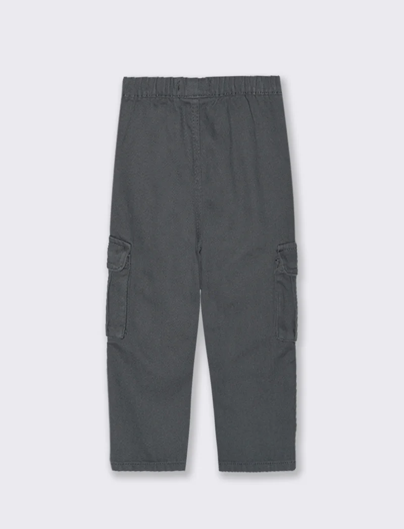 Pantalone in twill con tascone - Grigio asfalto