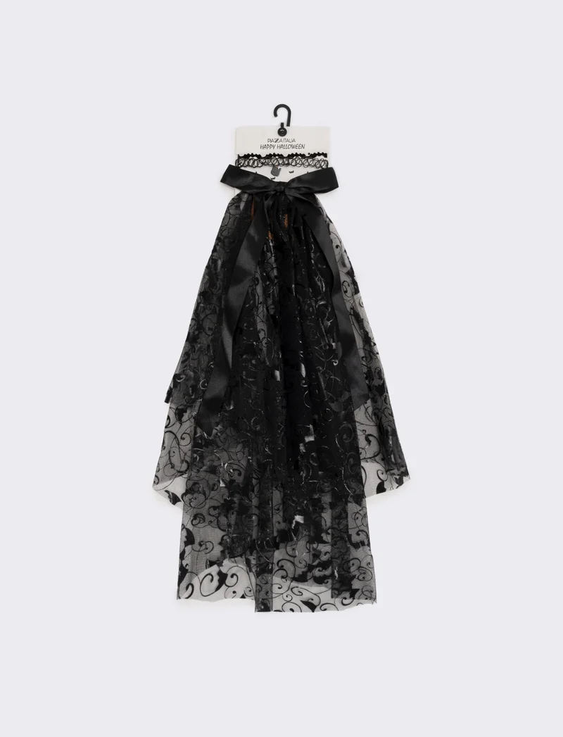 Velo halloween bambina con tattoo chocker - Nero