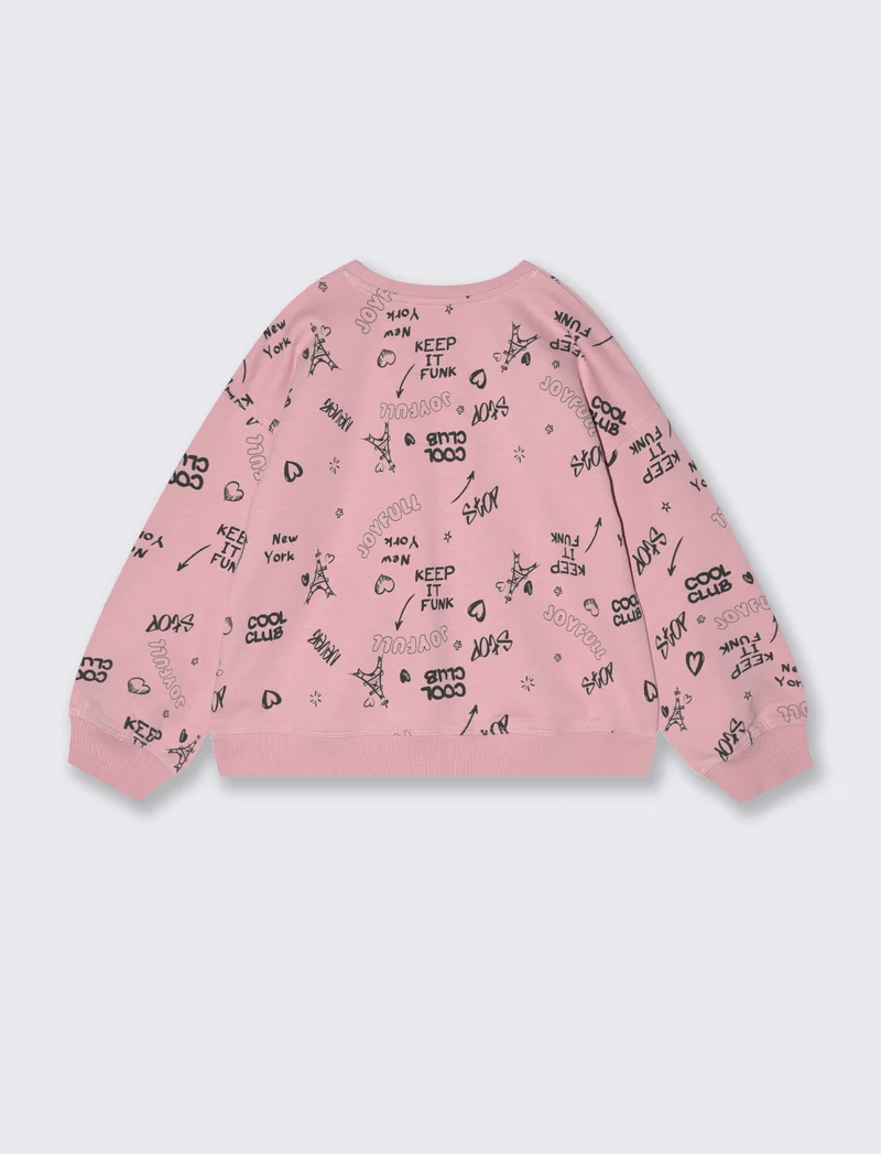 Felpa girocollo in cotone. - Rosa