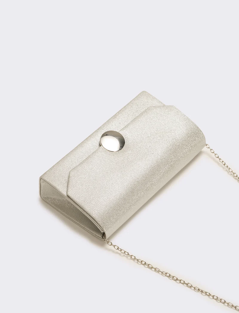 Pochette donna glitter con tracolla - Argento