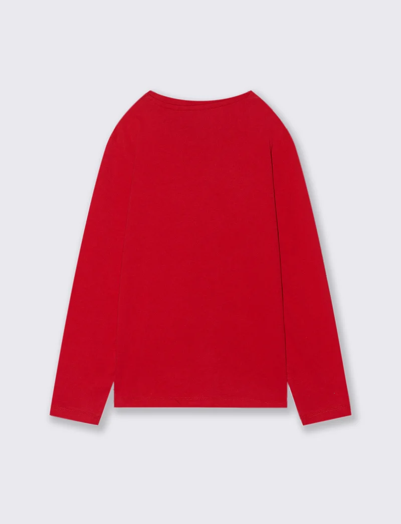 T-SHIRT A MANICHE LUNGHE - Rosso