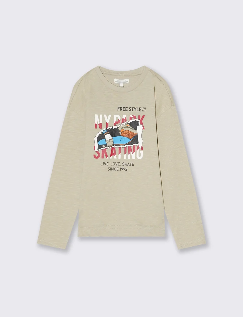 T-shirt maniche lunghe - Beige