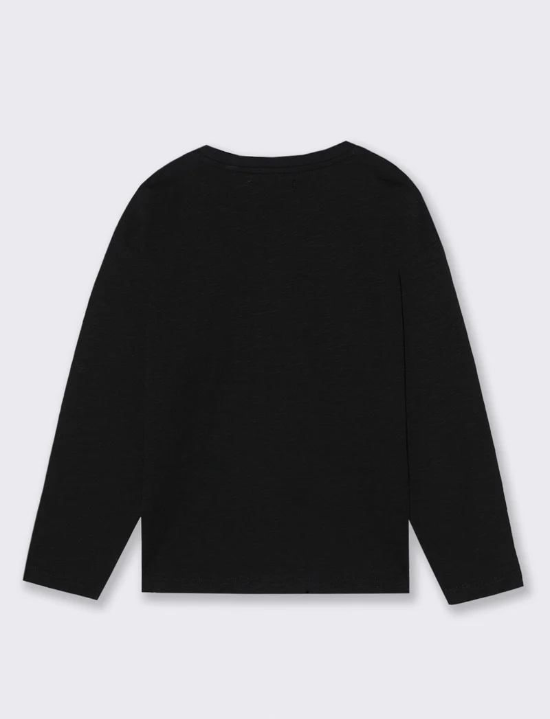 MAGLIA GIROCOLLO CON STAMPA - Nero