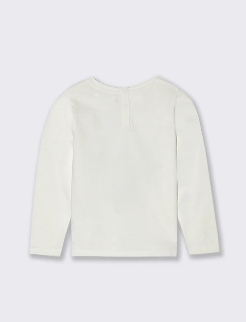 T-SHIRT MANICA LUNGA CON STAMPA - Bianco panna
