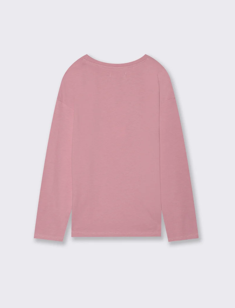 Maglia manica lunga in cotone. - Rosa