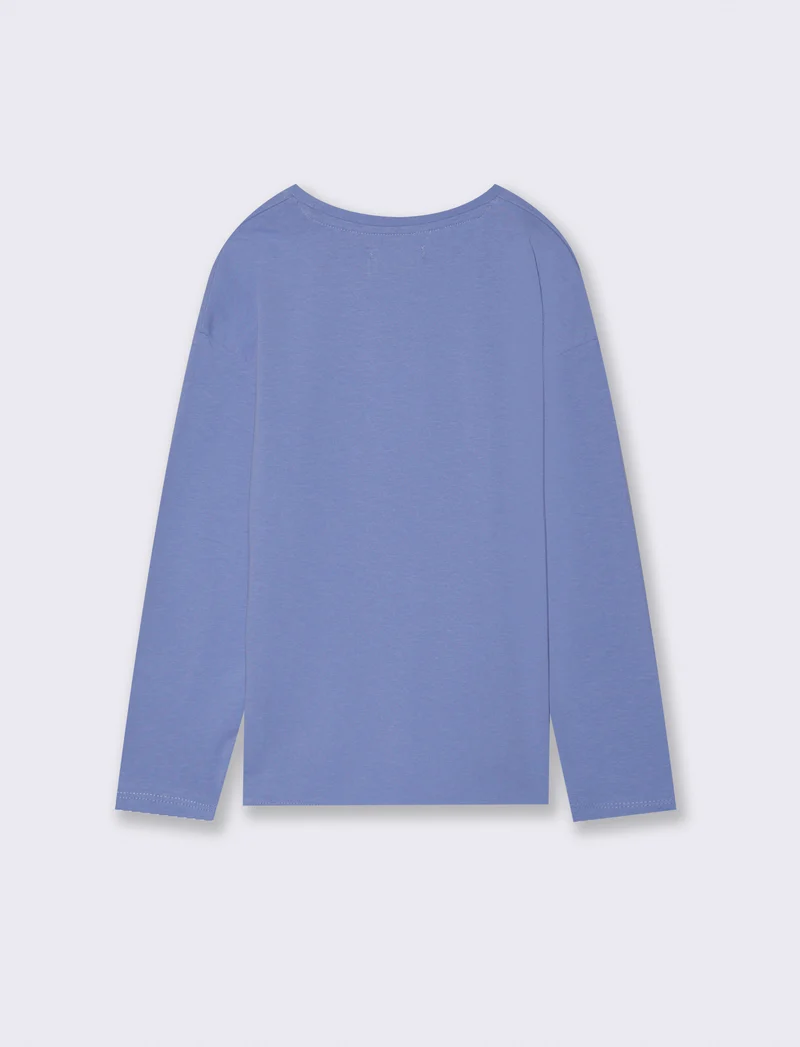 Maglia manica lunga in cotone. - Azzurro