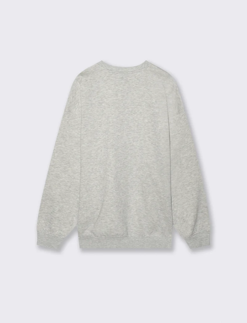FELPA GIRO COLLO CON STAMPA FRONTALE - Grigio chiaro mel.