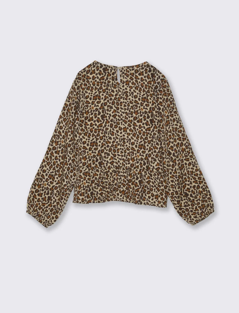 Blusa stampata da bambina. - Leopardato
