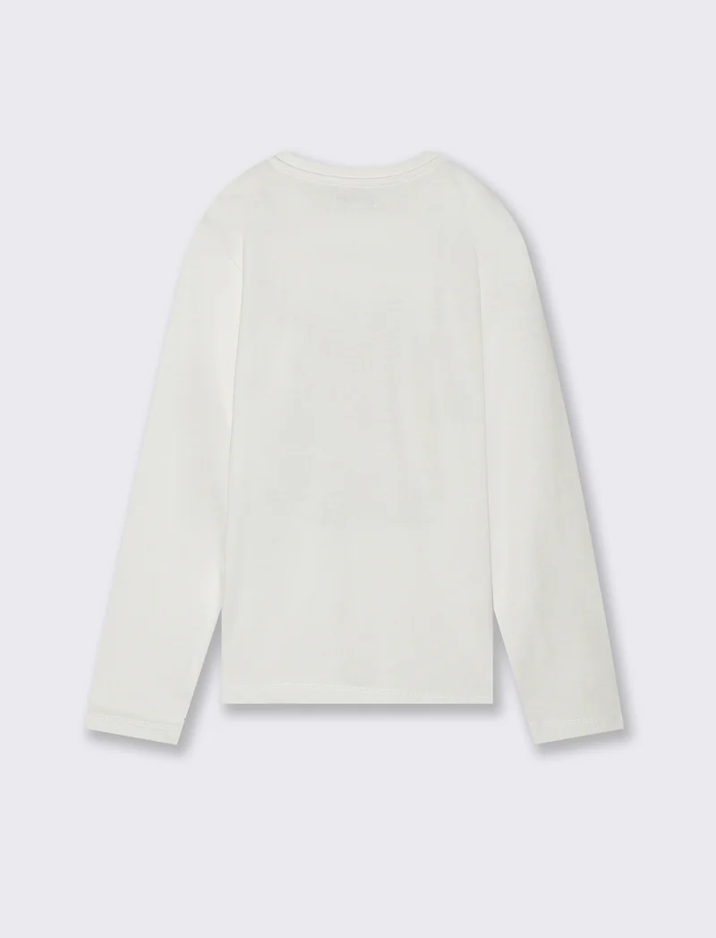 T-shirt in jersey con stampa. - Bianco latte