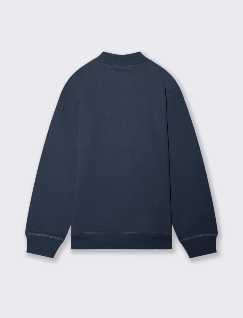 Felpa collo alto con zip. - Blu
