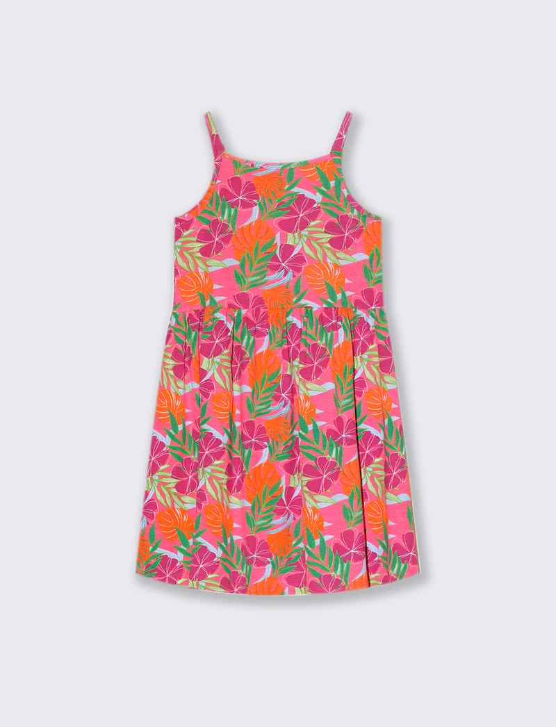 Abito stampa fluo da bambina - Fuxia