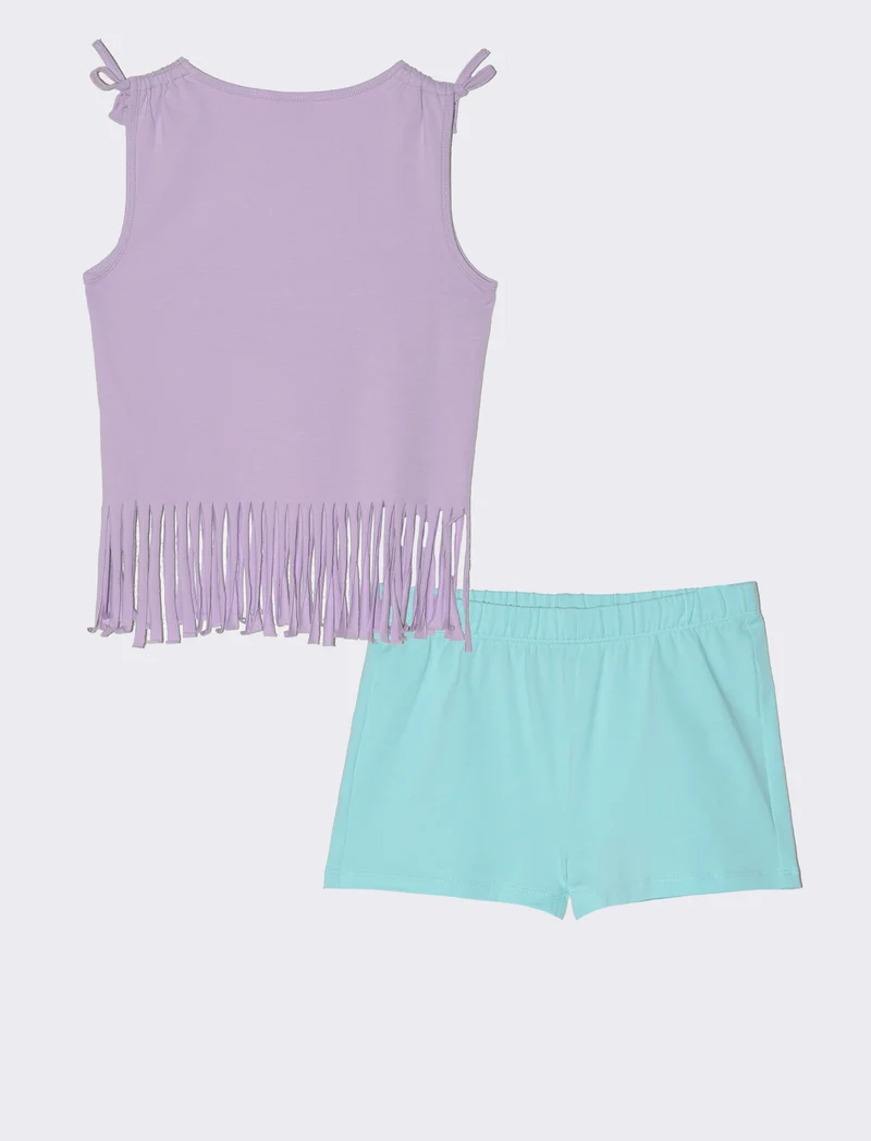 Set due pezzi composto da short e top da bambina - Lilla