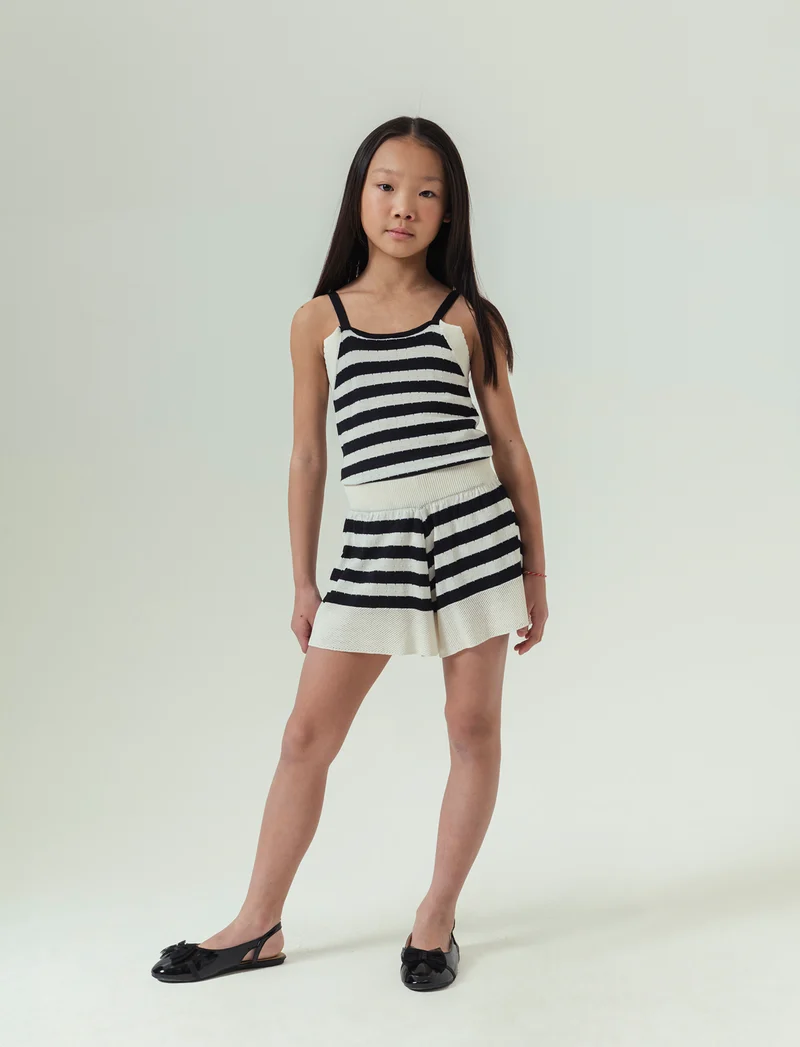 Short a farfalla in maglina a righe da bambina - Righe