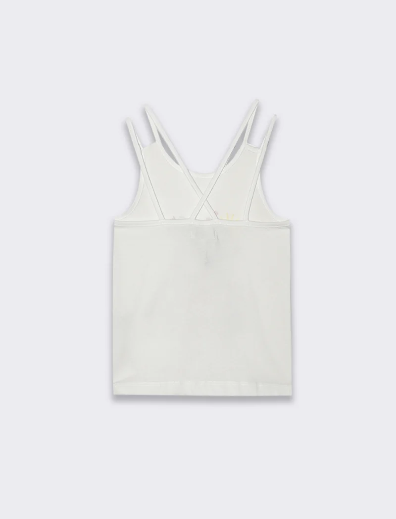 T-shirt stampata con strass da bambina - Bianco