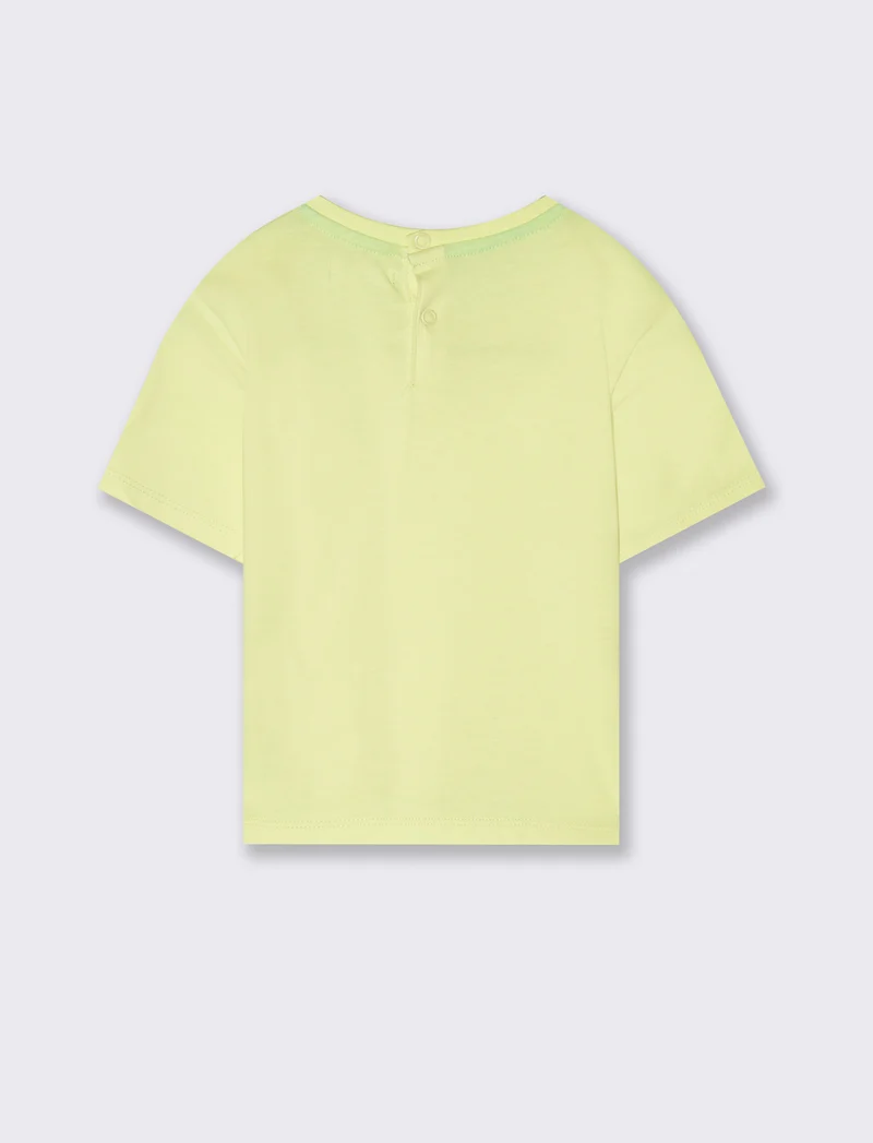 T-shirt fluo con ricamo da neonato - Giallo