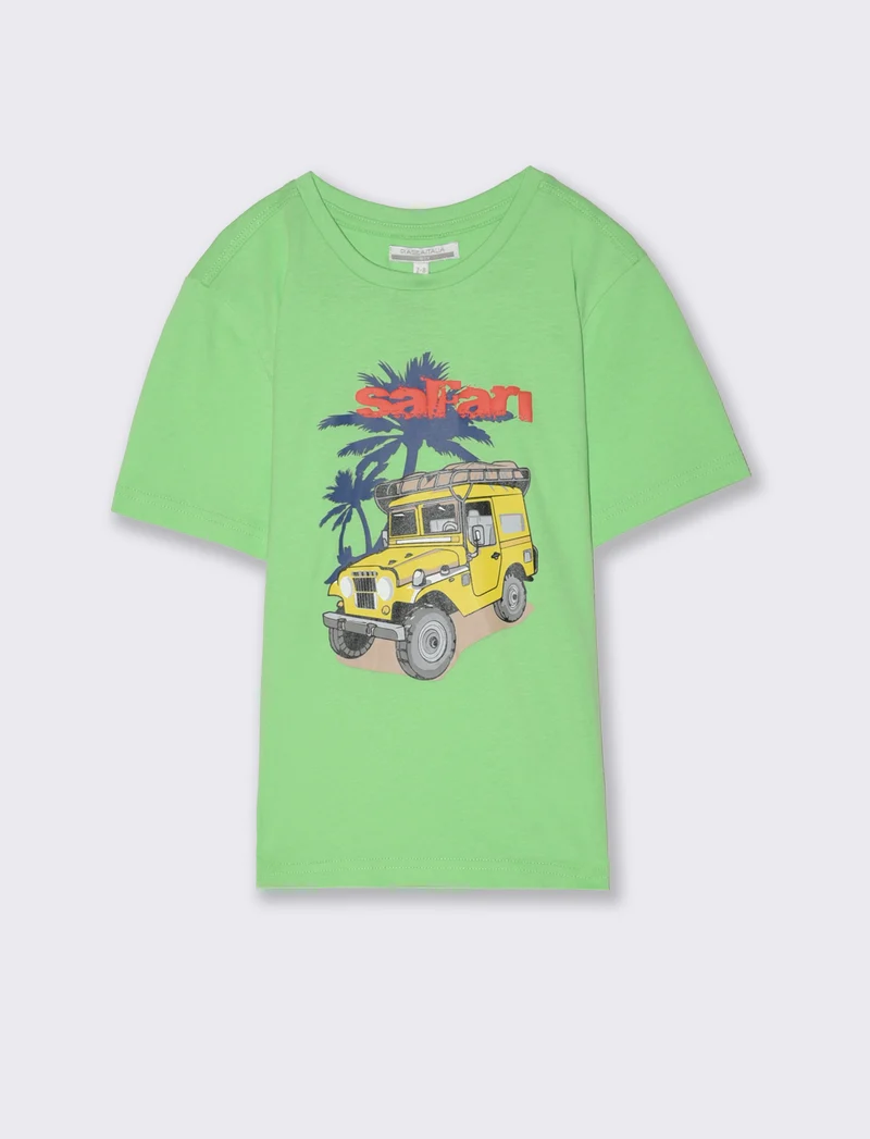 T-shirt basica in cotone da bambino - Verde mela
