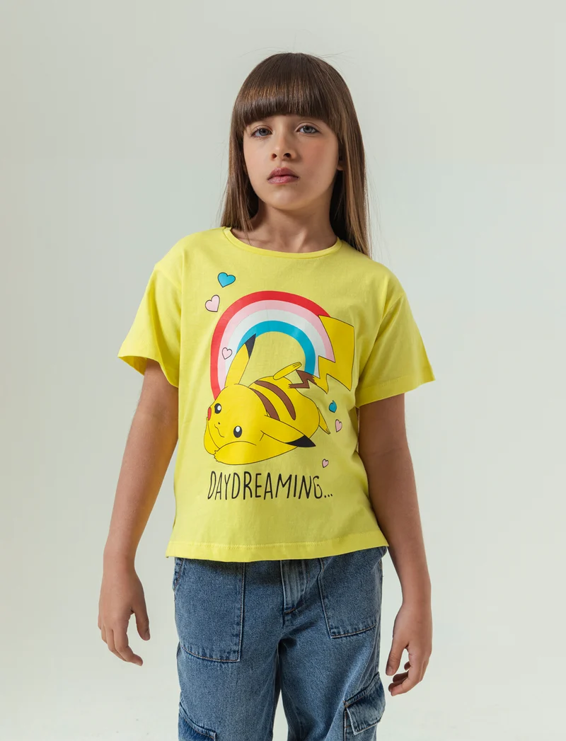 T-shirt tema Pokemon da bambina - Giallo