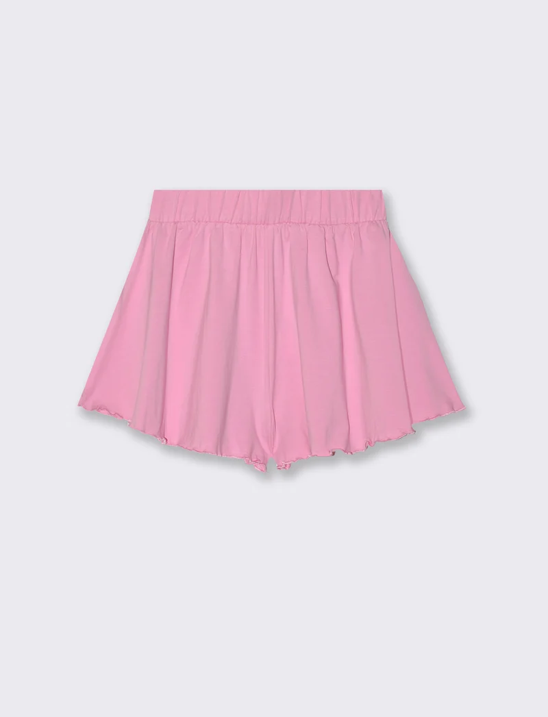 Shorts in cotone modello svasato da bambina - Rosa