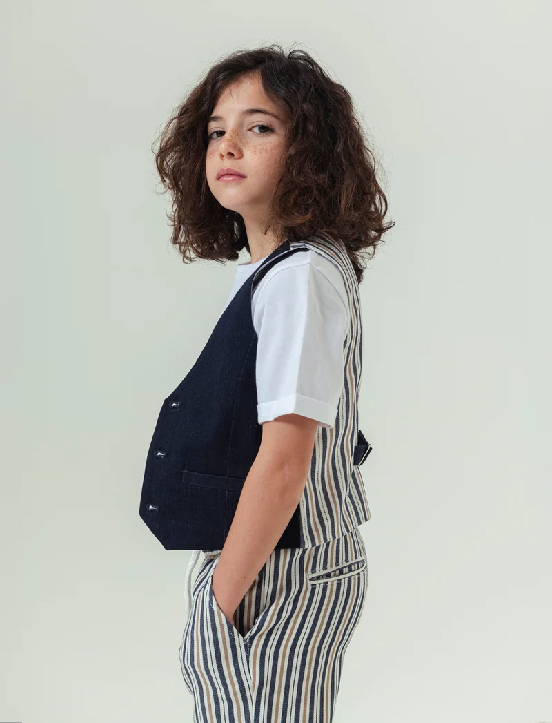 Gilet con retro a contrasto da bambino - Blu