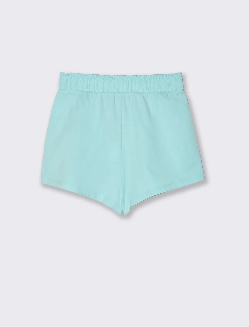 Shorts in cotone con elastico da bambina - Verde acqua
