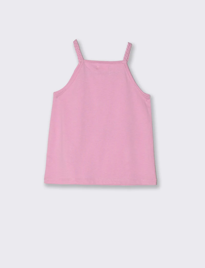 Canotta con treccina da neonata - Rosa