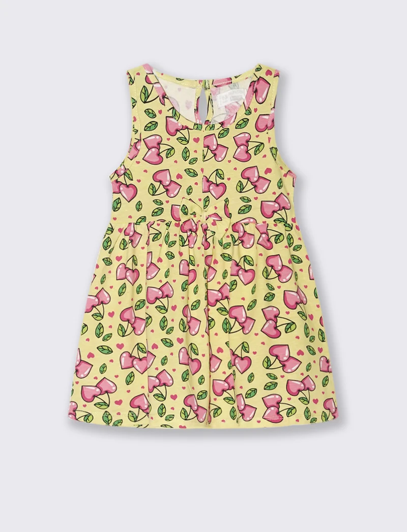 Abito stampato da neonata - Giallo limone