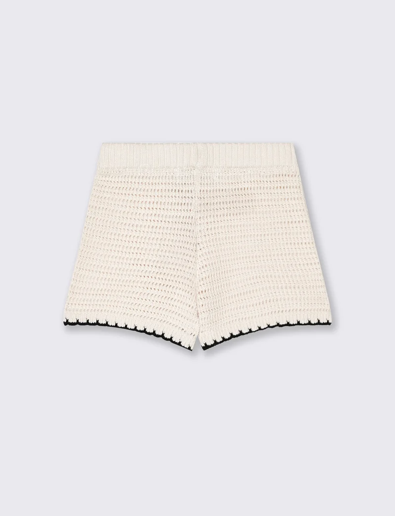 Short in maglia intrecciata da bambina - Beige