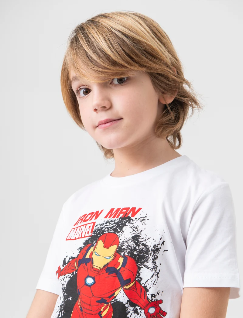 T-shirt con stamapa Marvel da bambino - Bianco