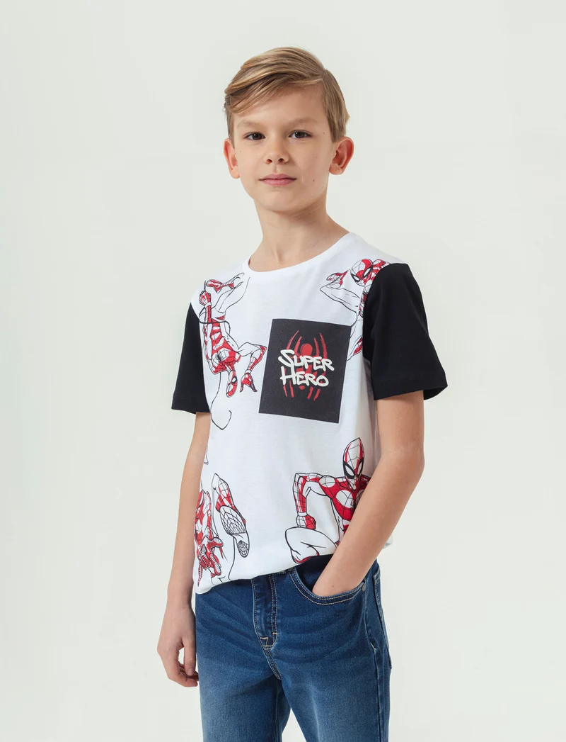 Maglietta stampata Marvel Spider-man da bambino - Bianco