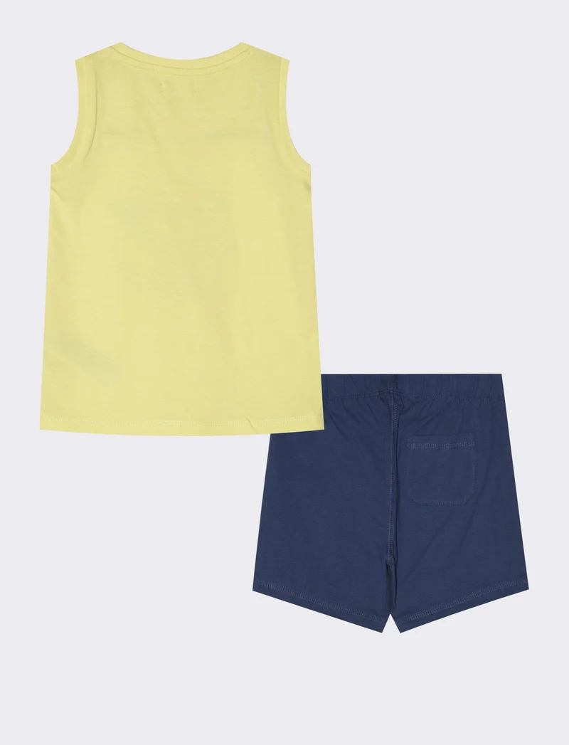 Completo canotta e pantaloncini da neonato - Giallo limone