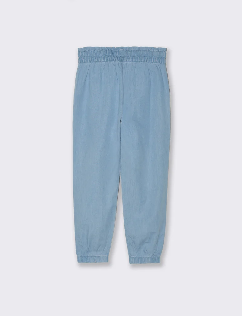 Pantaloni in chambray con elastico da bambina - Denim chiaro