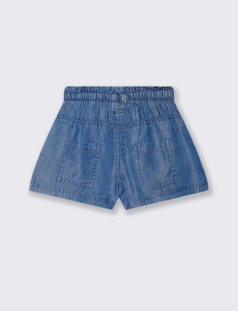 Shorts in tessuto chambray da neonata - Denim