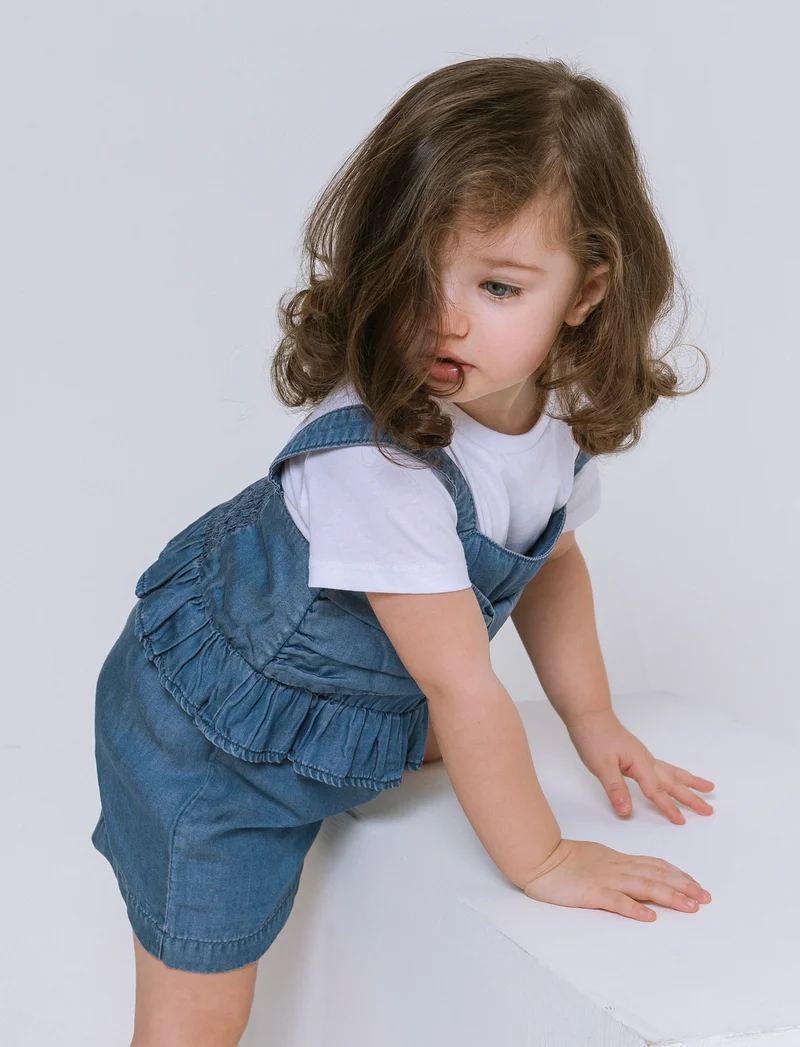 Salopette in chambray da neonata - Denim