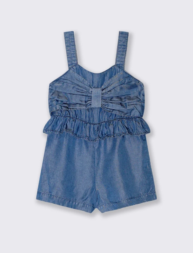 Salopette in chambray da neonata - Denim