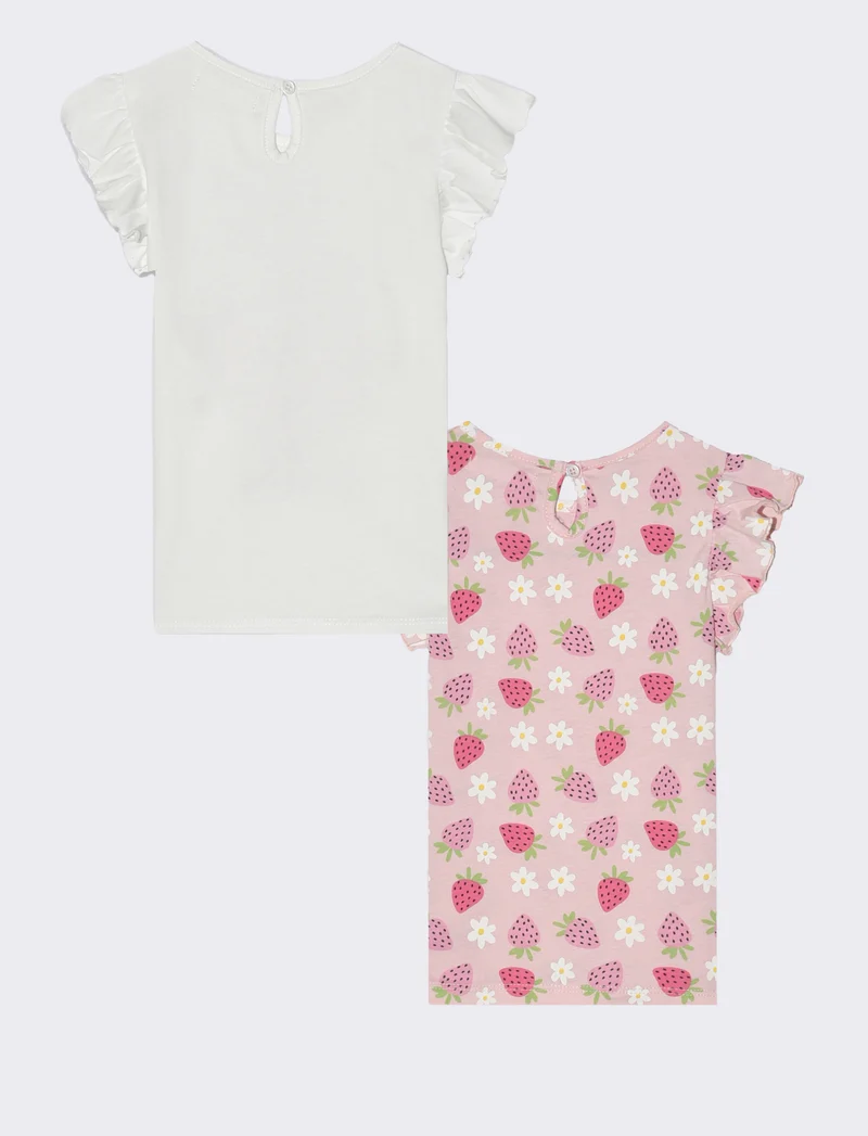 T-shirt bipack con rouches da neonata - Bianco