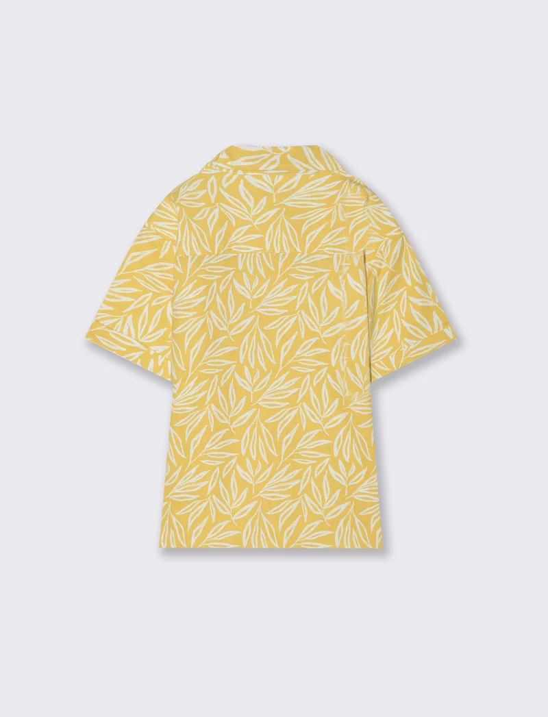 Camicia stampa foglie da bambino - Ocra