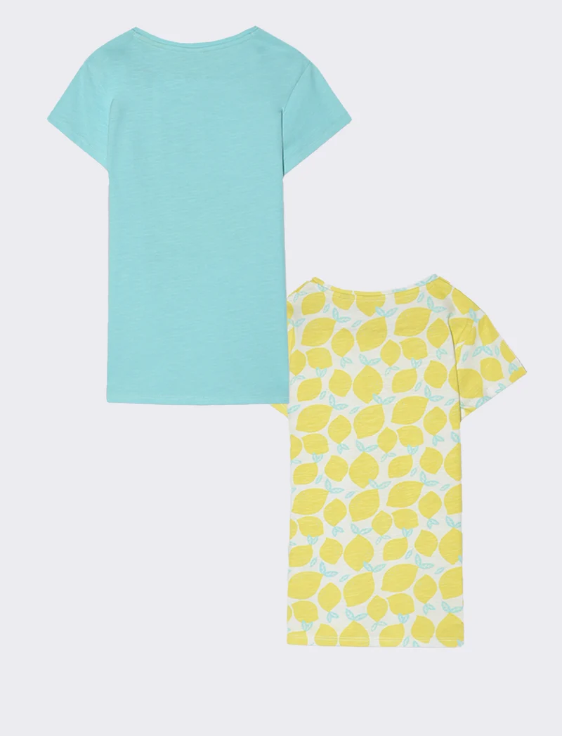 T-shirt mezza manica 2 pack da bambina - Verde acqua