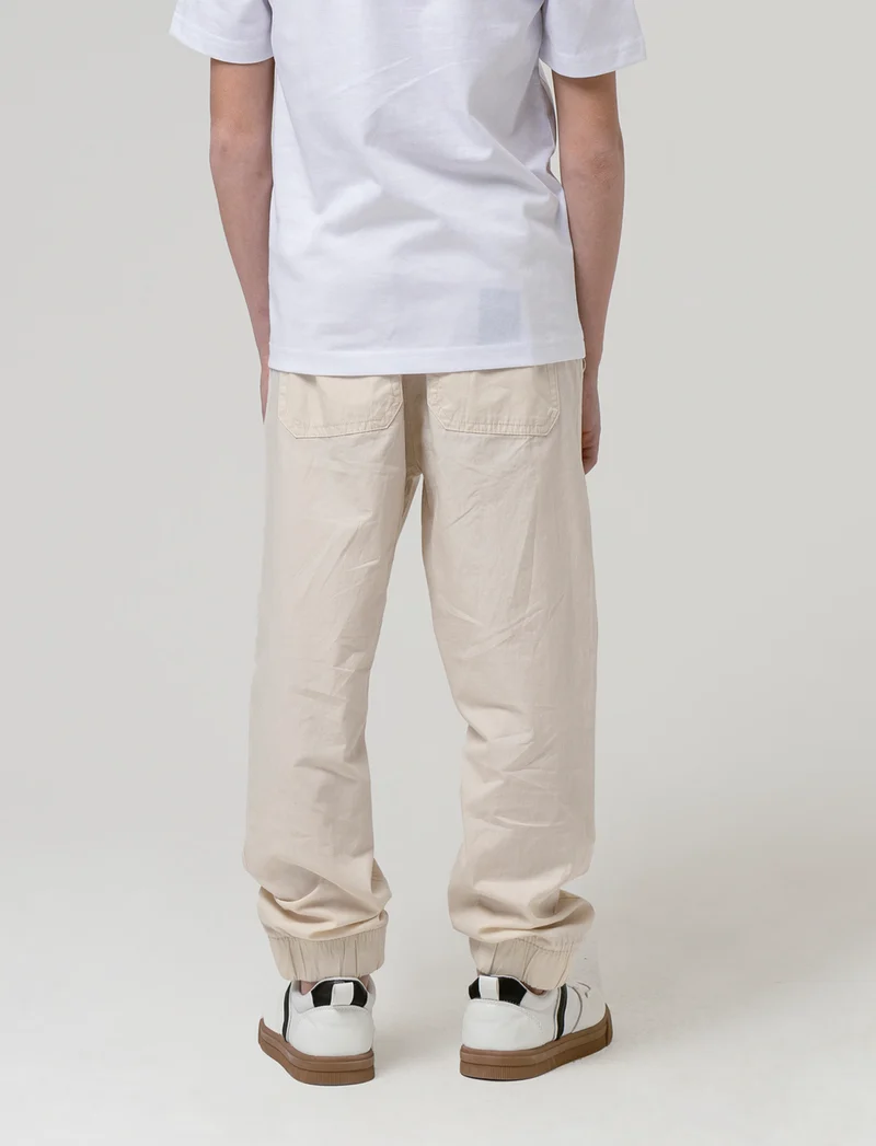 Pantalone in cotone modello cargo da bambino - Beige