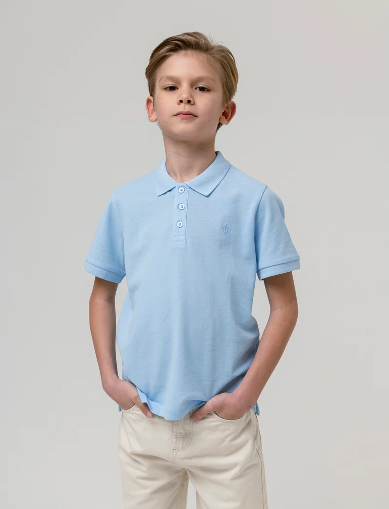 Polo mezza manica da bambino - Turchese